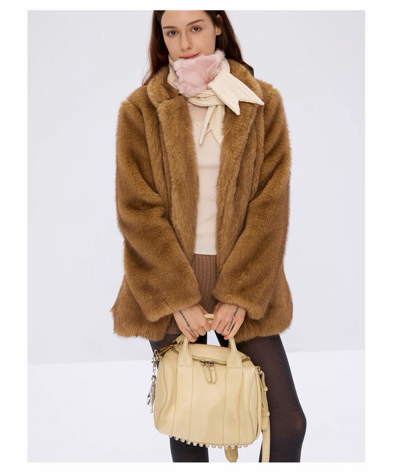 9266studio｜25aw Soft faux-fur texture coat
