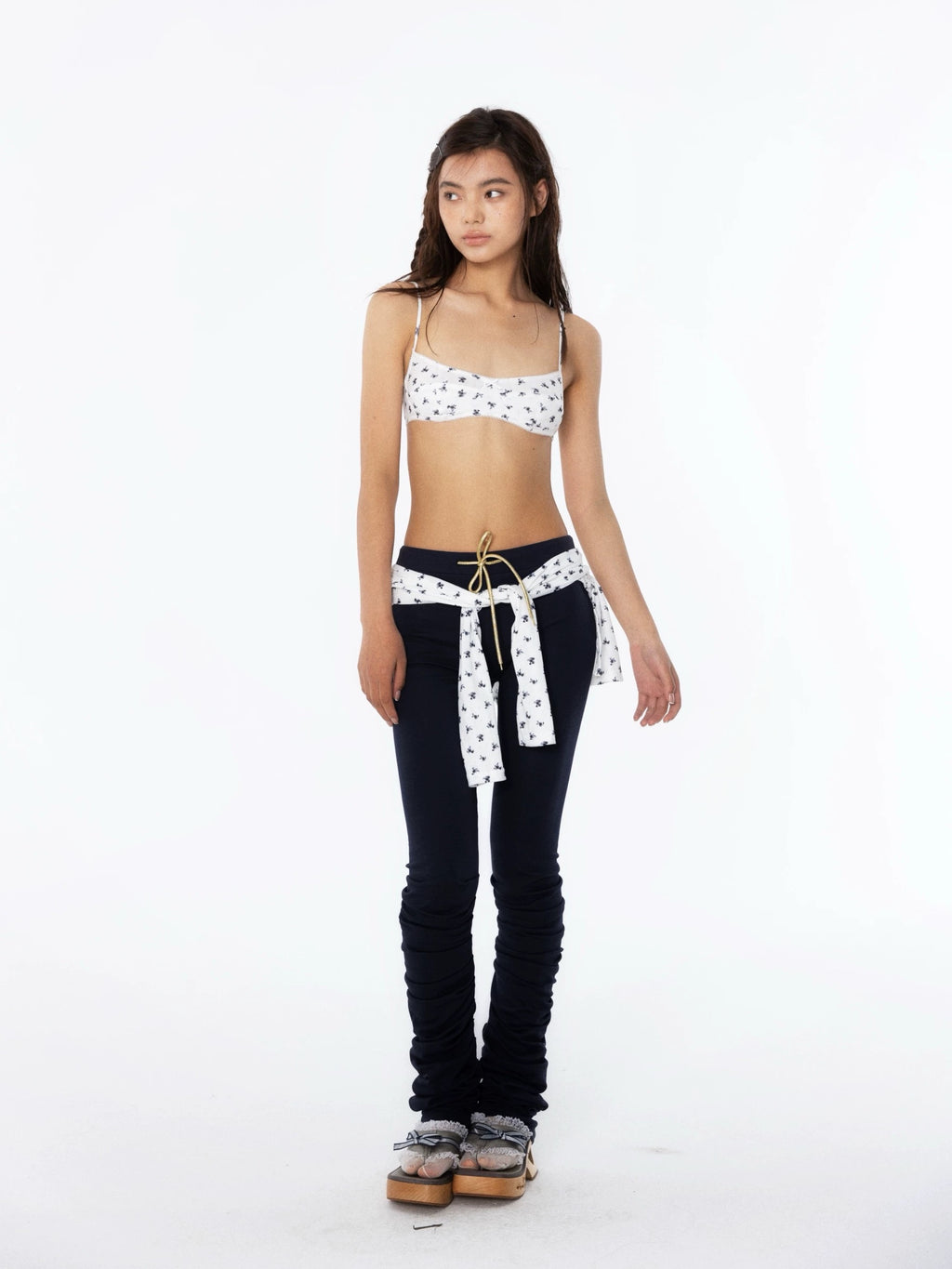 ring a ring｜Lace Floral Bow Bustier Top