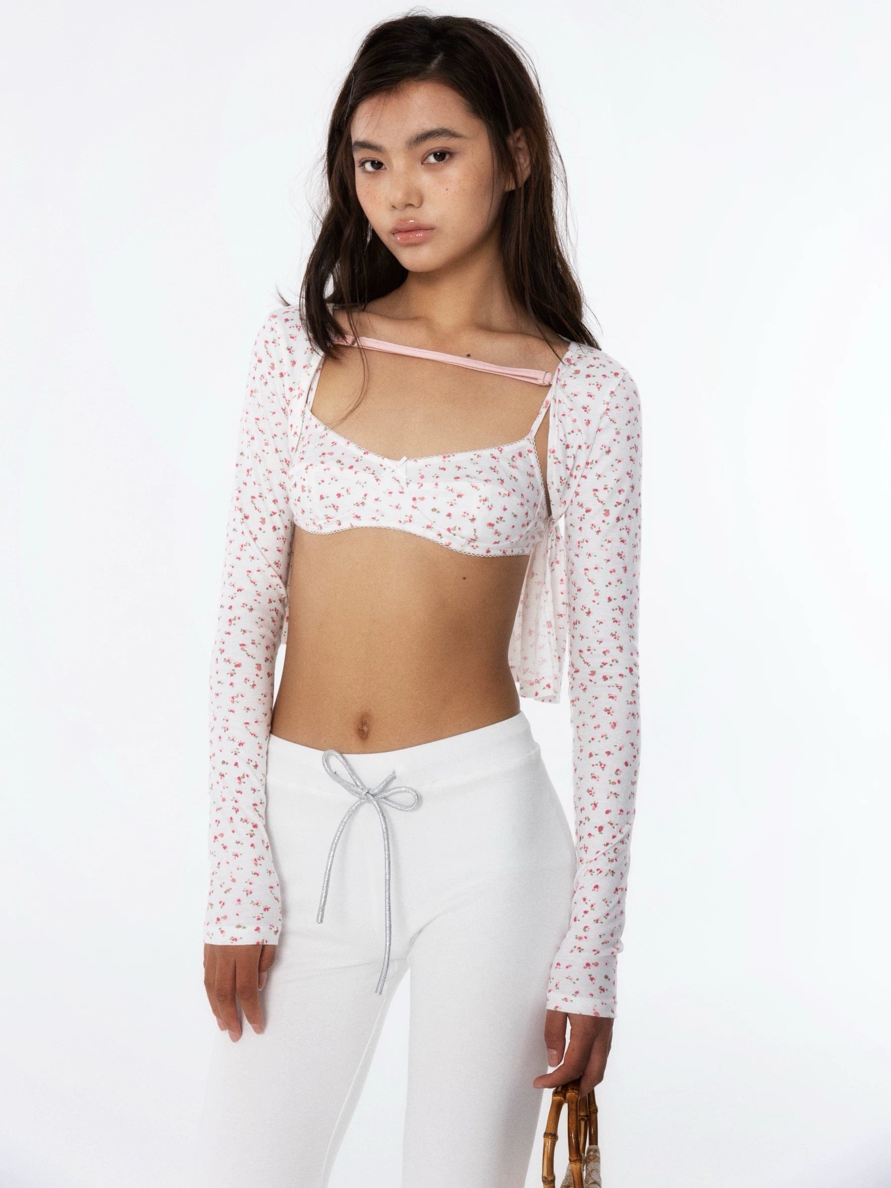 ring a ring｜Lace Floral Bow Bustier Top