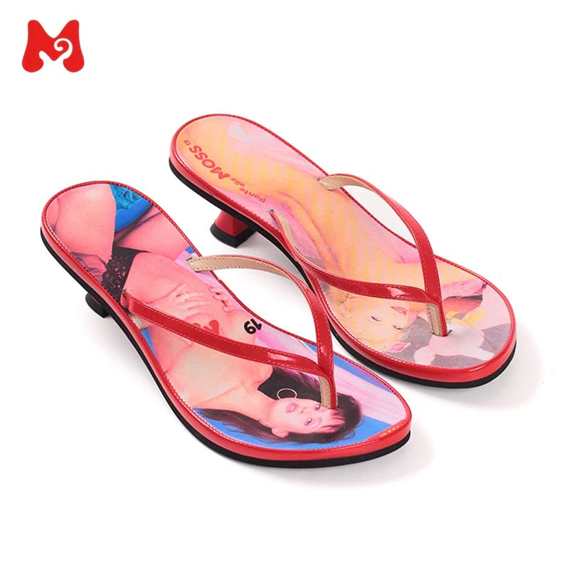 PonteAlleMoss｜Denim Print Thong Sandals