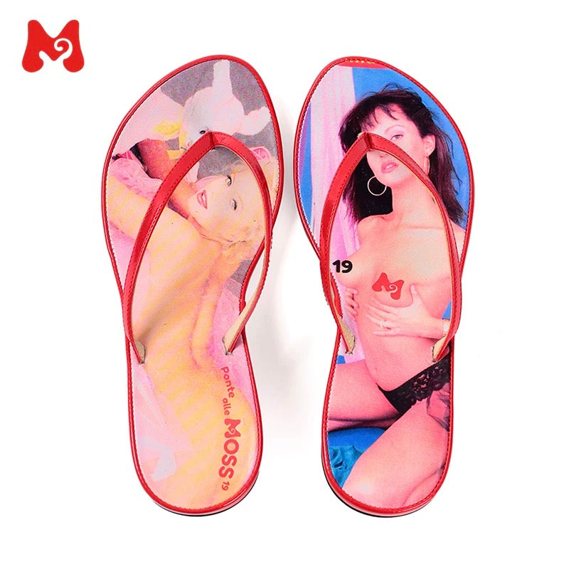 PonteAlleMoss｜Denim Print Thong Sandals