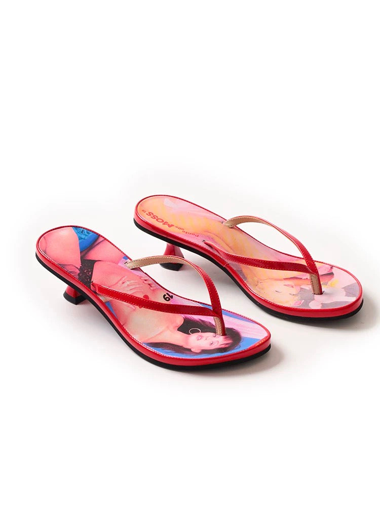 PonteAlleMoss｜Denim Print Thong Sandals
