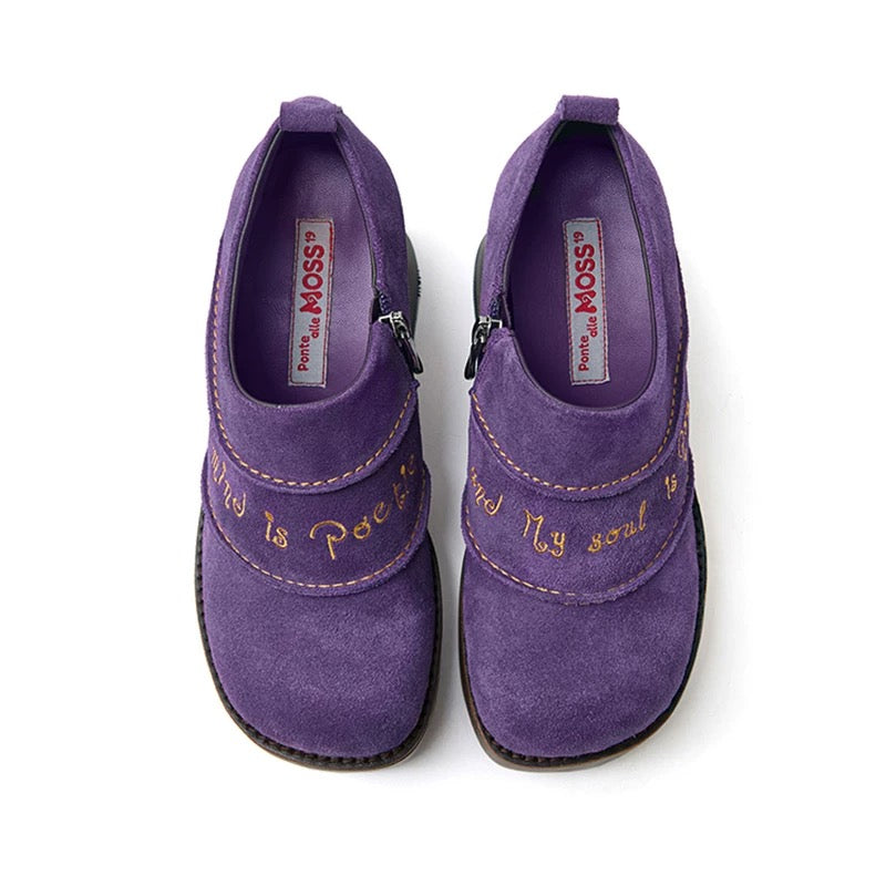 PonteAlleMoss｜Suede Embroidered Platform Clogs