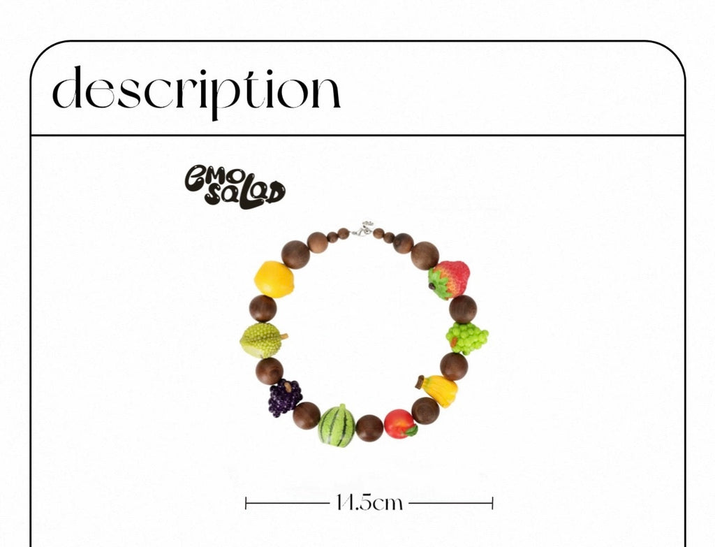 emo salad｜24SS Wooden Fruit Bead Necklace