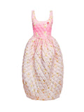 MOOLY｜Suede Floral Open-Back Camisole Dress