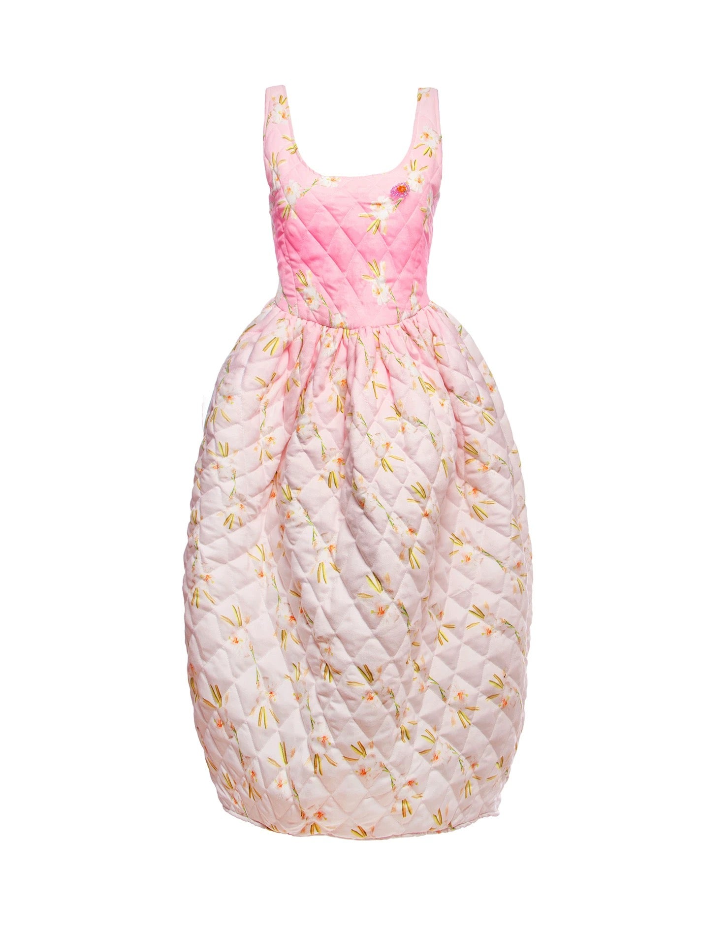 MOOLY｜Suede Floral Open-Back Camisole Dress