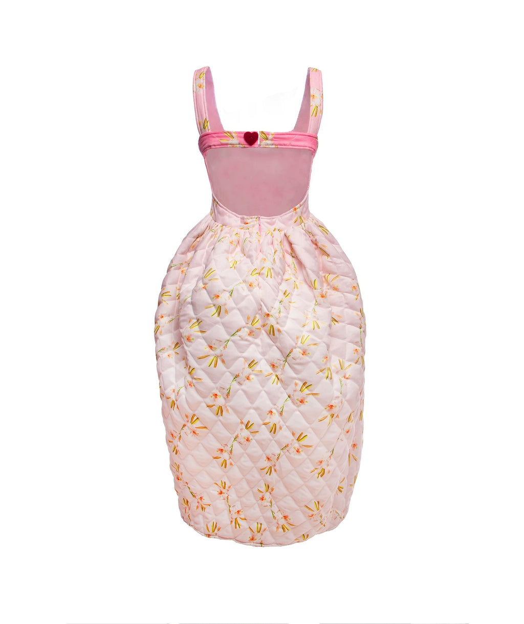 MOOLY｜Suede Floral Open-Back Camisole Dress