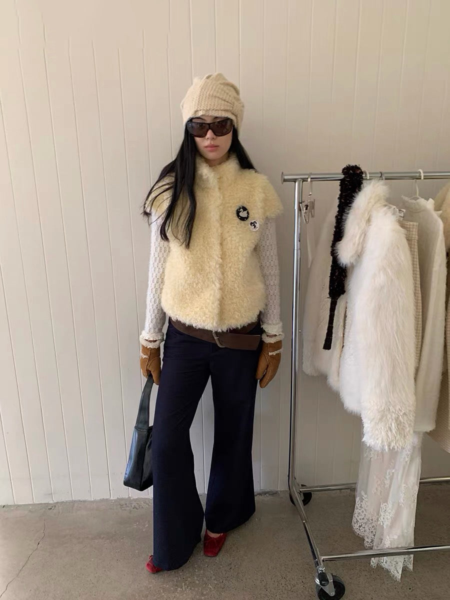 NOTJUSTHIM｜Baileys Yellow Fuzzy High-Neck Vest