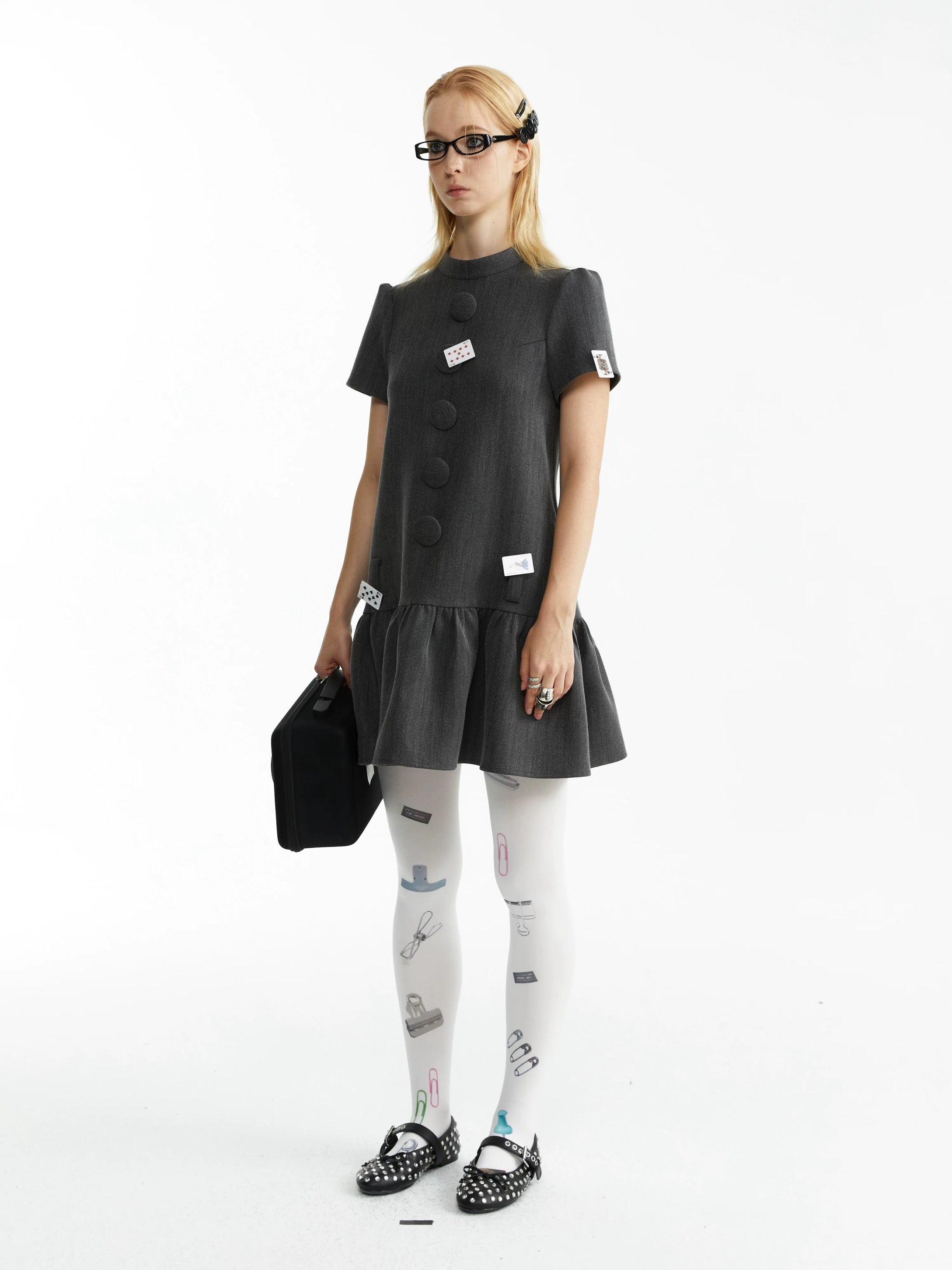 YOSHUYUKI｜Wool Blend Big-Button Dress