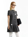 YOSHUYUKI｜Wool Blend Big-Button Dress