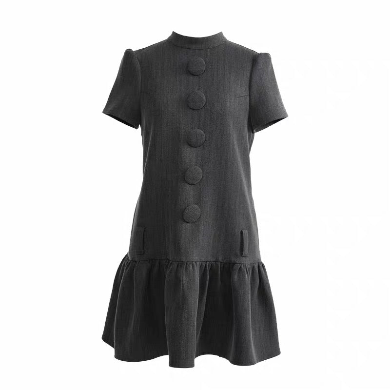 YOSHUYUKI｜Wool Blend Big-Button Dress