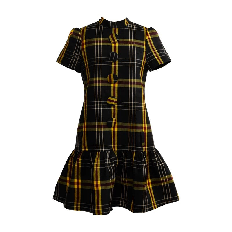 YOSHUYUKI｜Wool Blend Big-Button Dress