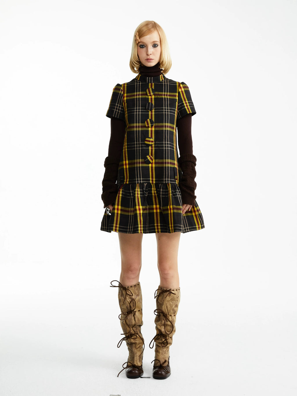 YOSHUYUKI｜Wool Blend Big-Button Dress
