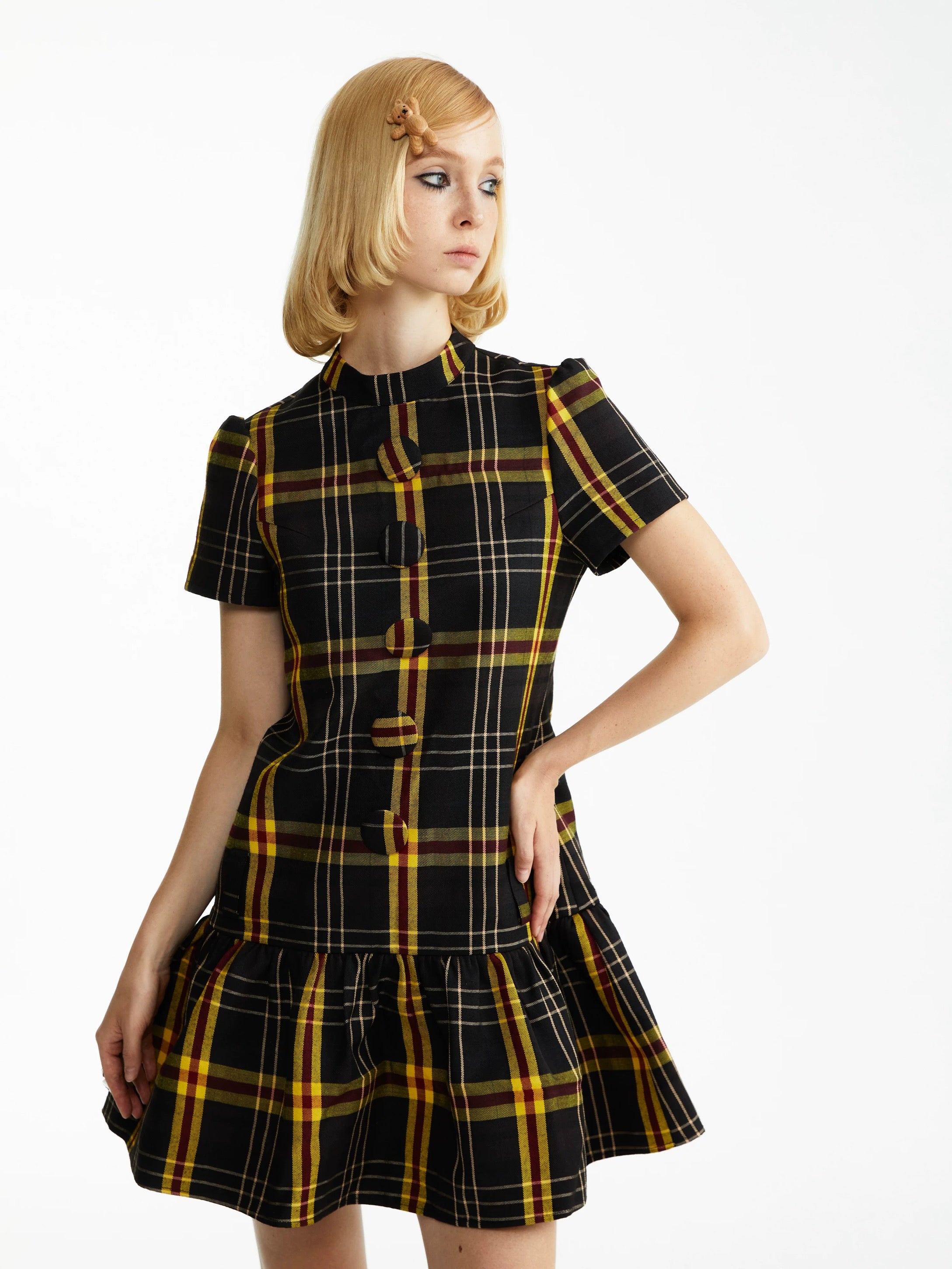 YOSHUYUKI｜Wool Blend Big-Button Dress