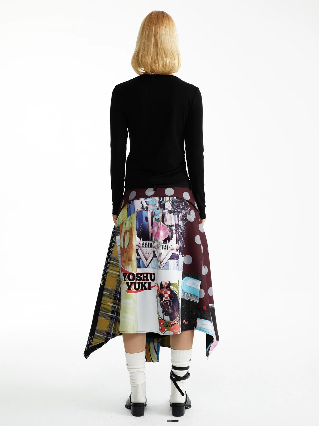 YOSHUYUKI｜Street Print Deconstructed Patchwork Skirt
