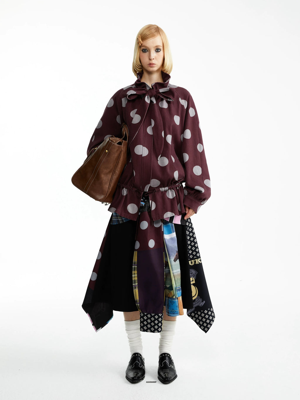 YOSHUYUKI｜Street Print Deconstructed Patchwork Skirt