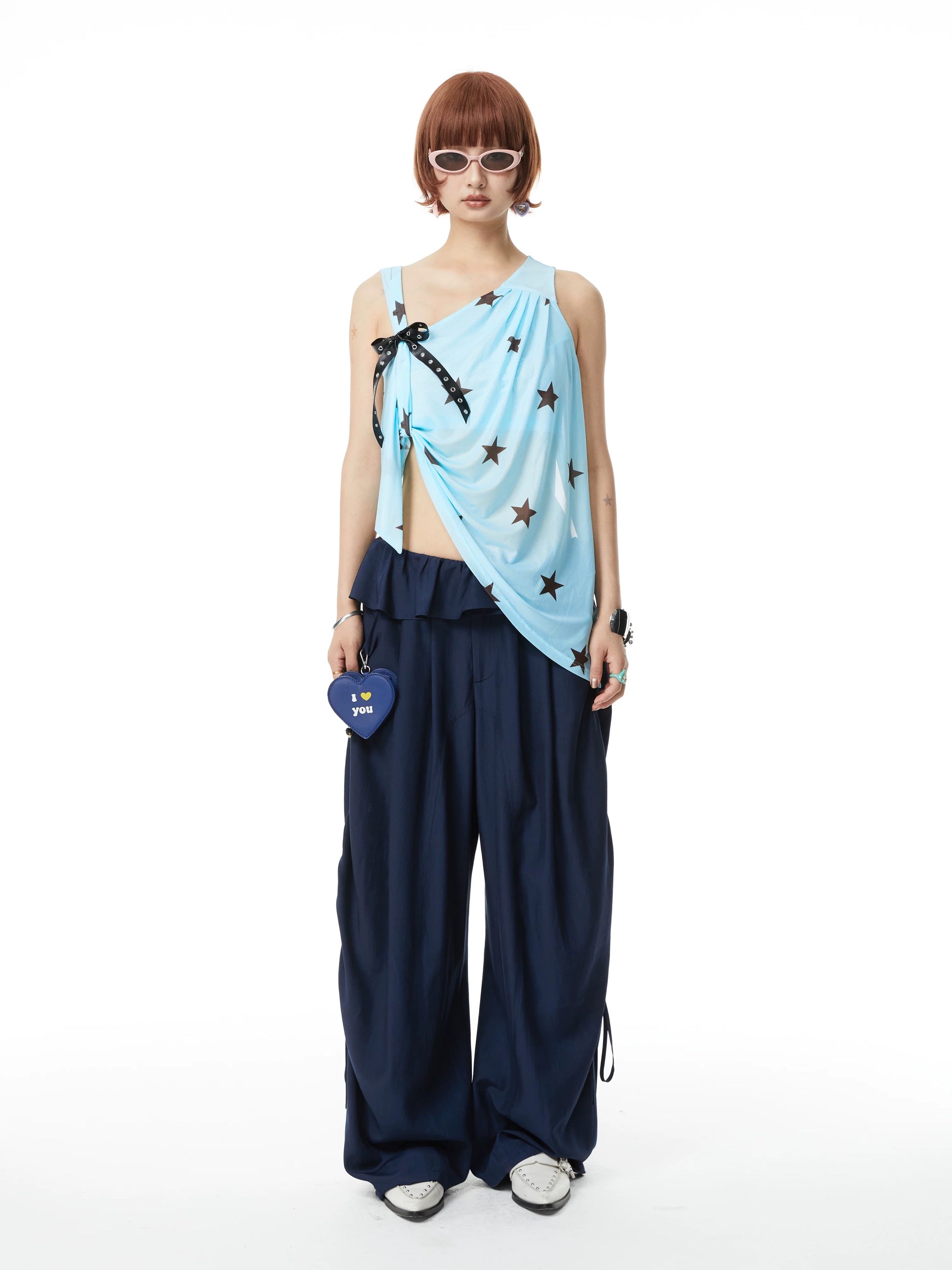 YOSHUYUKI｜Star Polka Mesh Ribbon Vest