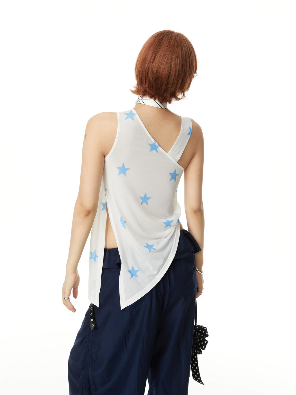 YOSHUYUKI｜Star Polka Mesh Ribbon Vest