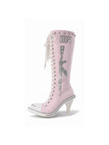 Ooops333｜Glitter Print Lace-Up Boots
