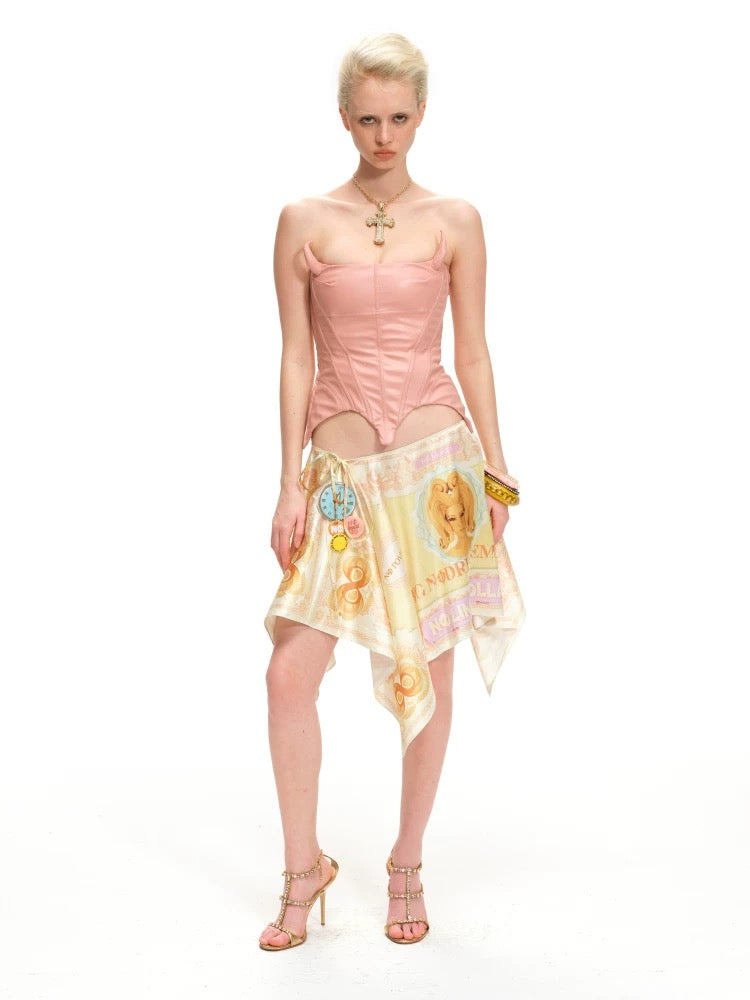 Nodress｜Pink Leather Adjustable Corset Top