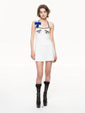 Nodress｜White “No Cry” Eye Print Slip Dress