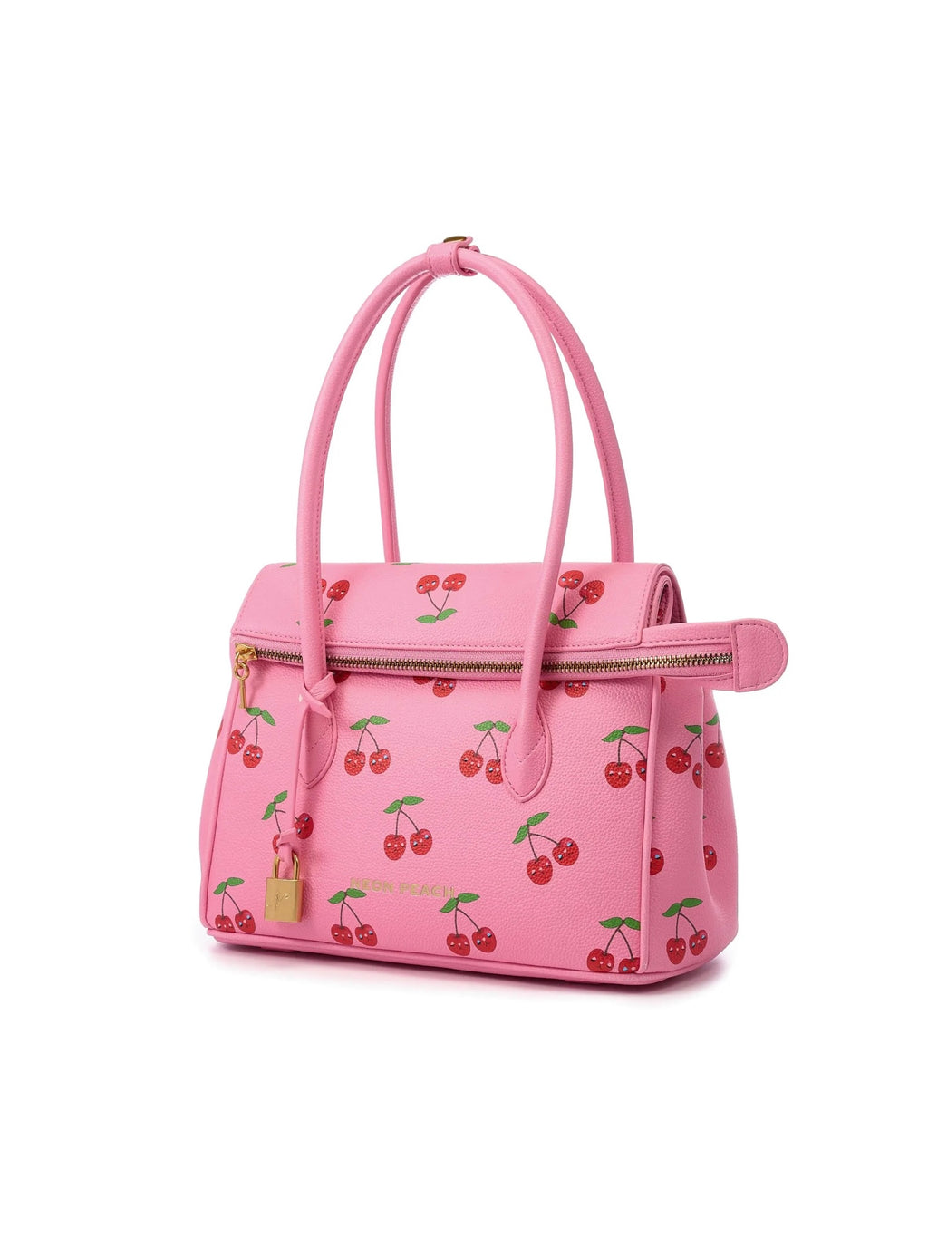 NeonPeachOffice｜Cherry Print Pink Office Tote