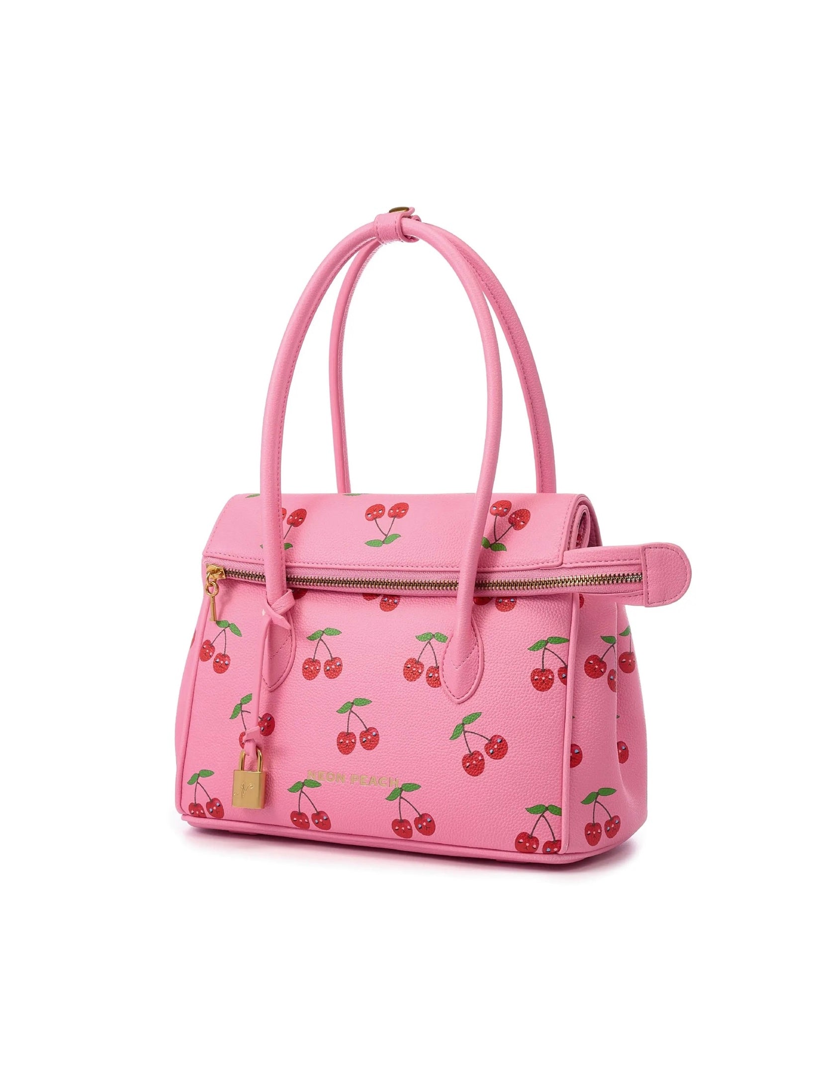 NeonPeachOffice｜Cherry Print Pink Office Tote