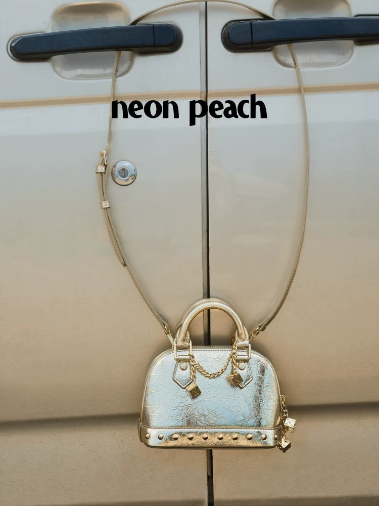 NeonPeachOffice｜Limited Champagne Studded Shell Bag