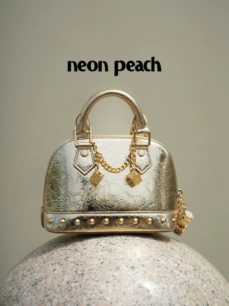 NeonPeachOffice｜Limited Champagne Studded Shell Bag