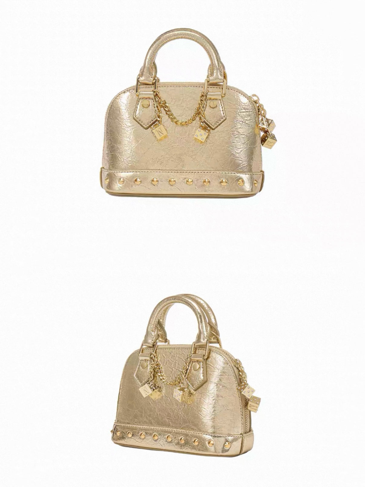 NeonPeachOffice｜Limited Champagne Studded Shell Bag