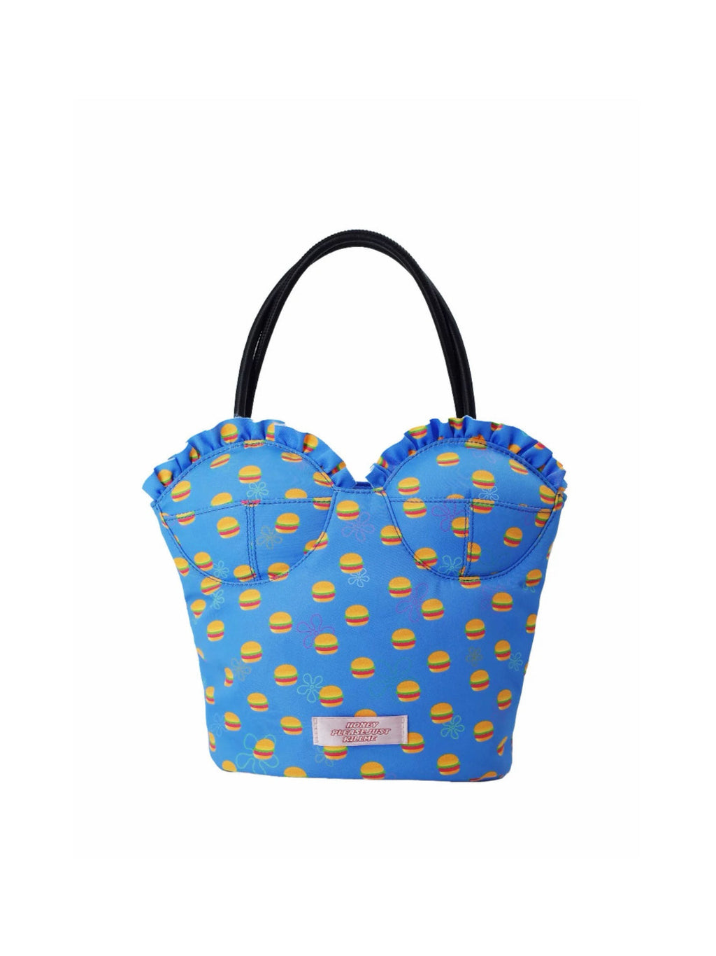 NeonPeachOffice｜Burger Print Pink/Blue Bustier Bag