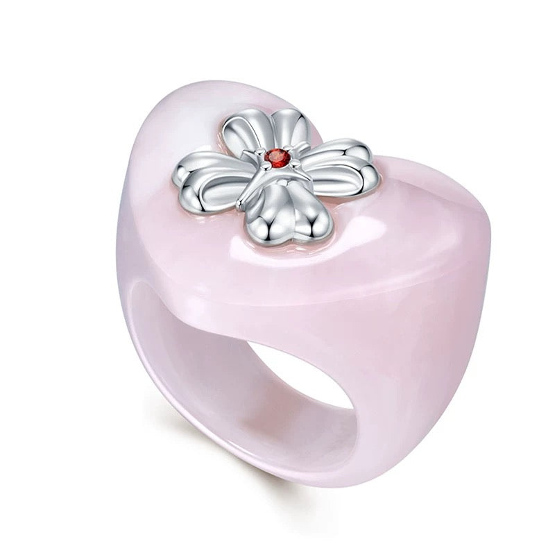 tokokkino｜Multicolor Heart Acrylic Fashion Ring