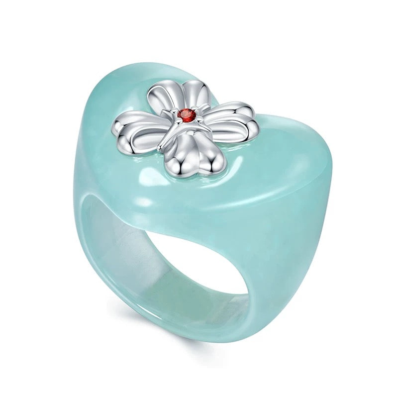 tokokkino｜Multicolor Heart Acrylic Fashion Ring