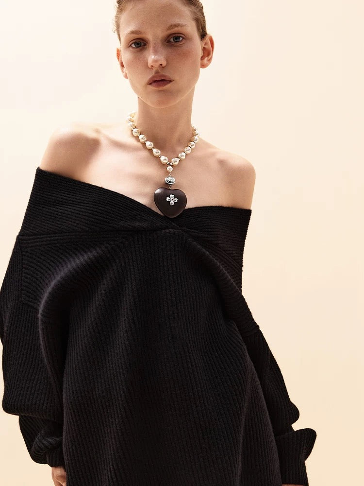 tokokkino｜Pearl Ebony Heart Statement Necklace