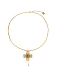 tokokkino｜Crystal Chain Bow Statement Necklace