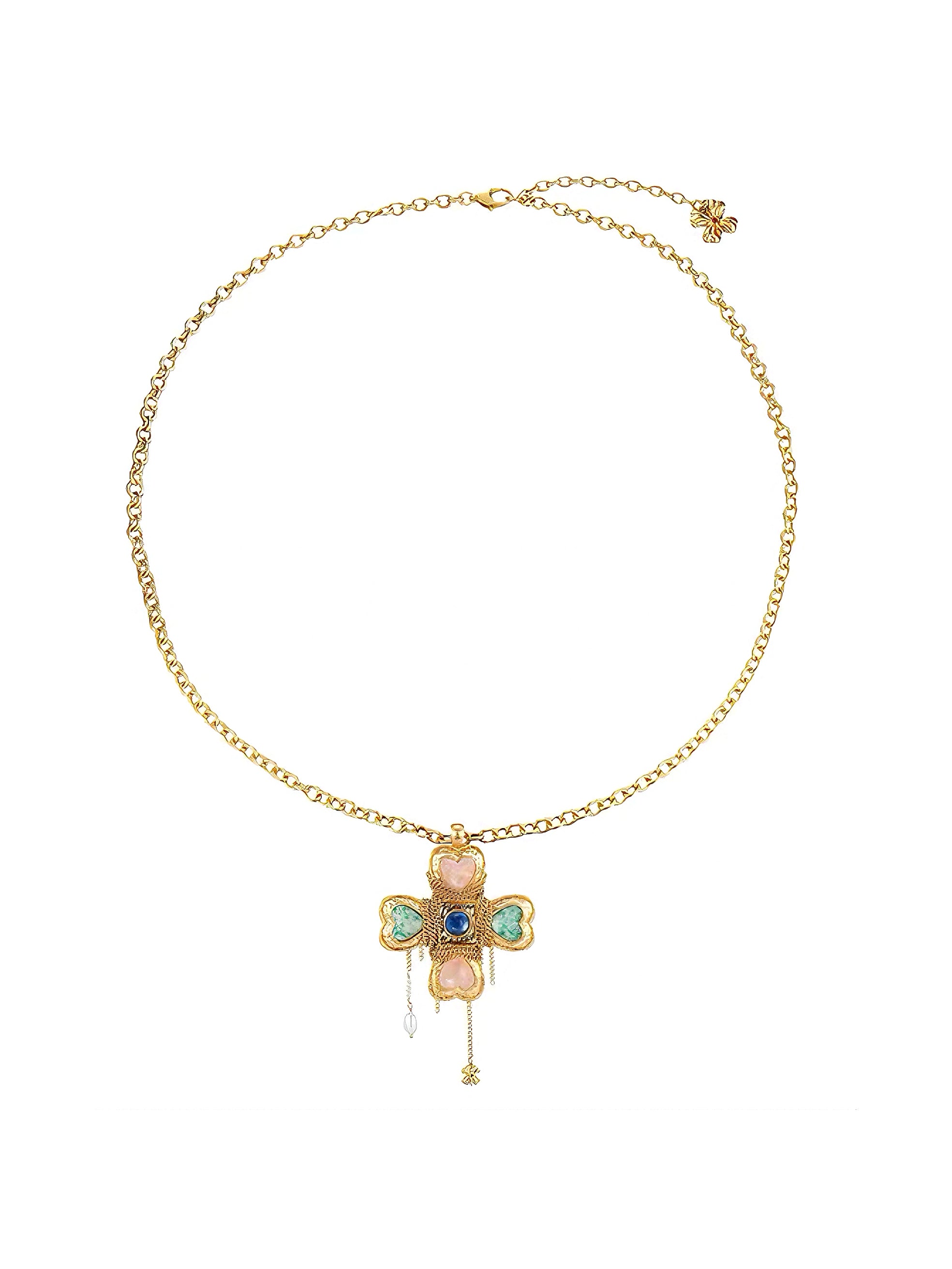 tokokkino｜Crystal Chain Bow Statement Necklace