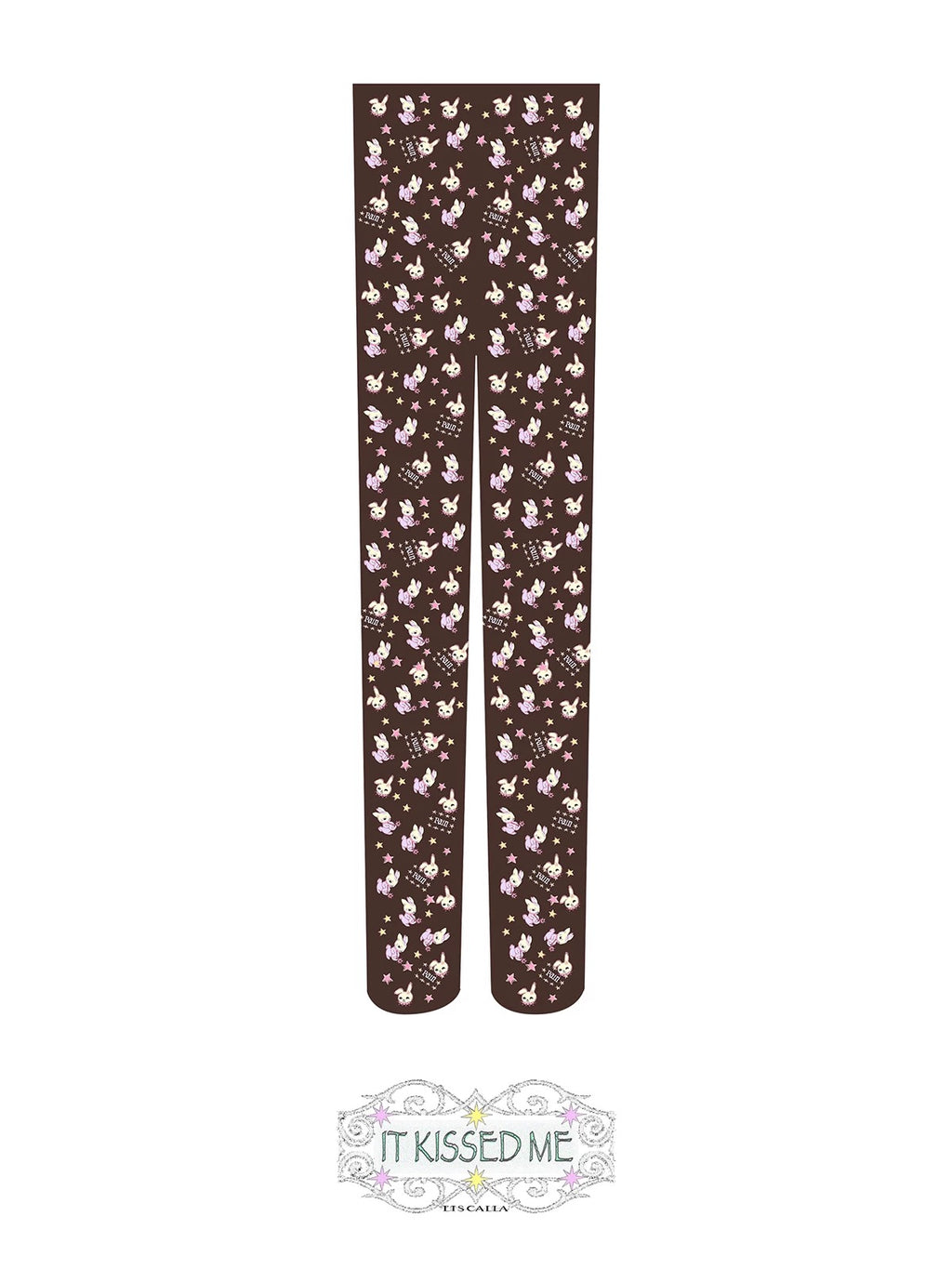 LIS CALLA｜IT KISSED ME” Brown Bunny Illustration Tights