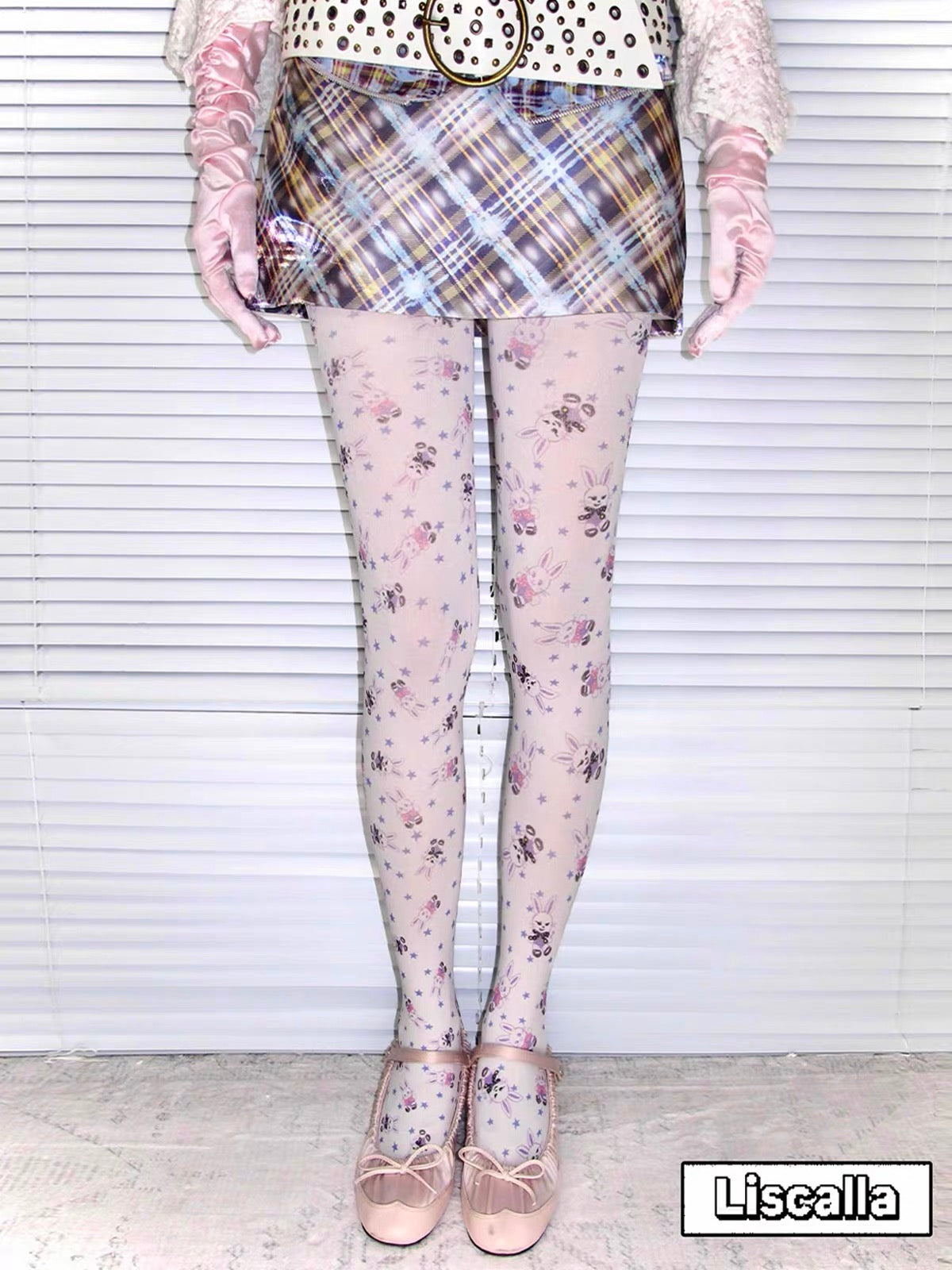 LIS CALLA｜Sewing Period” Patchwork Bunny Tights
