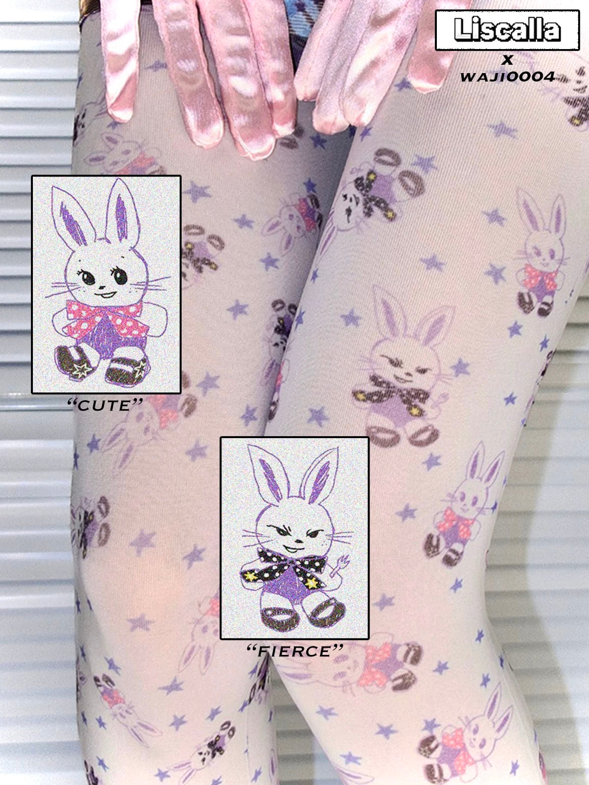 LIS CALLA｜Sewing Period” Patchwork Bunny Tights