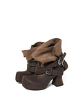 UBORYA｜Manga Girl Brown Round-Toe Slouch Boots
