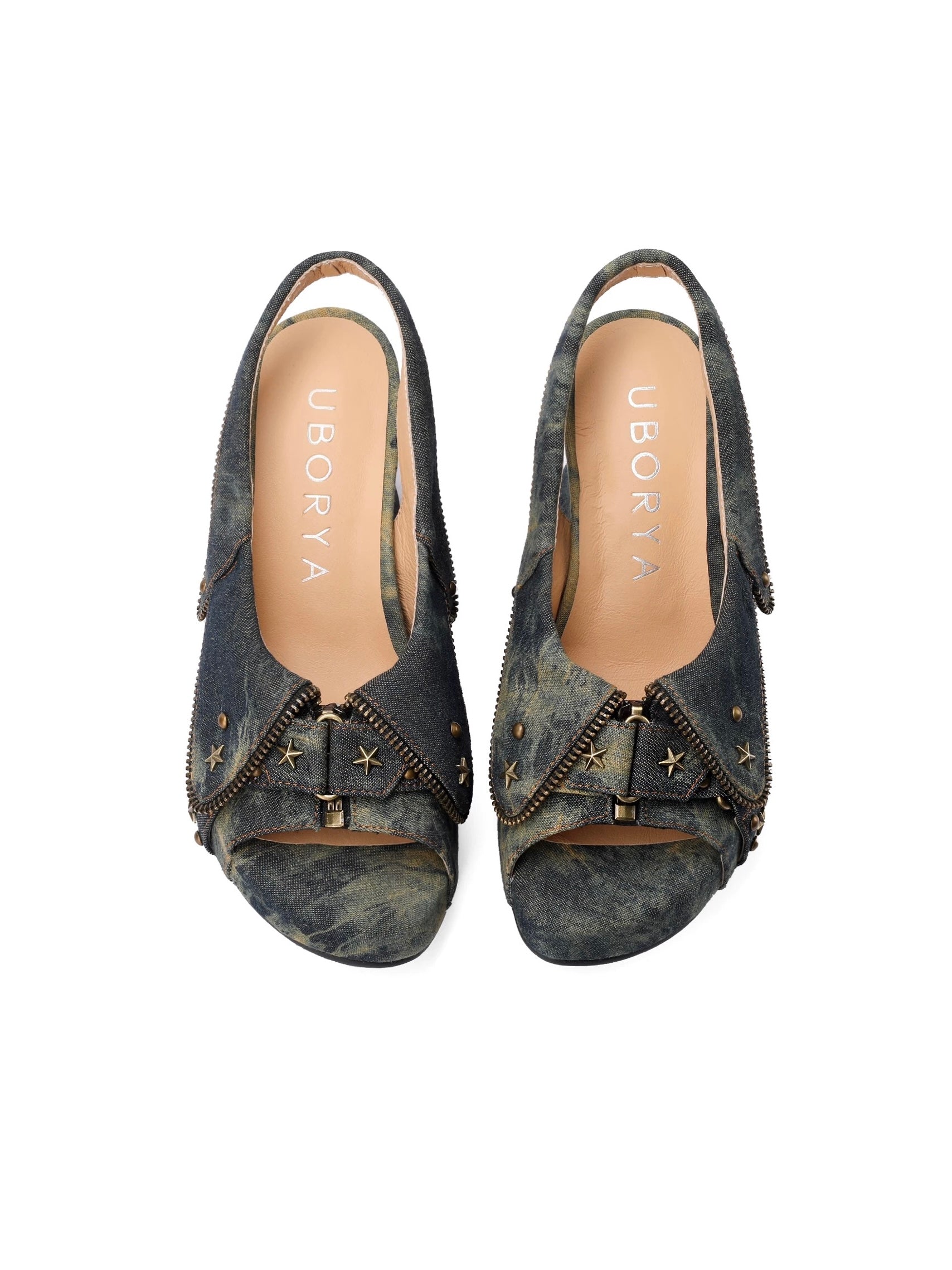 UBORYA｜Dreamcore Punk Denim Heeled Sandals