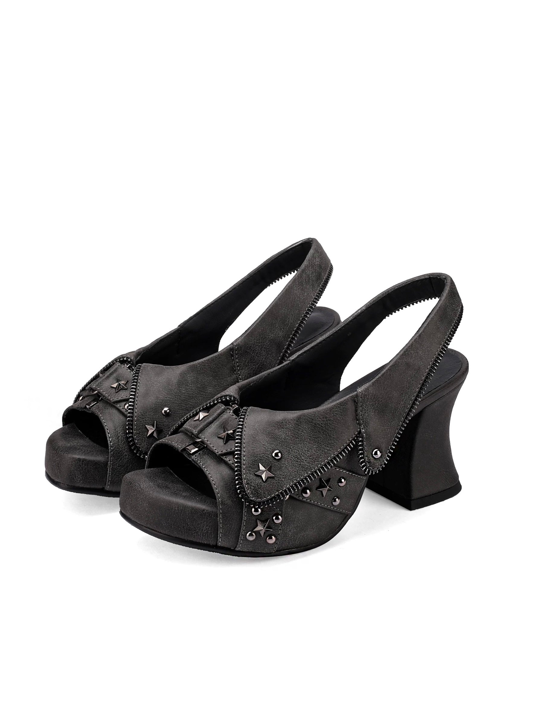UBORYA｜Dreamcore Punk Denim Heeled Sandals