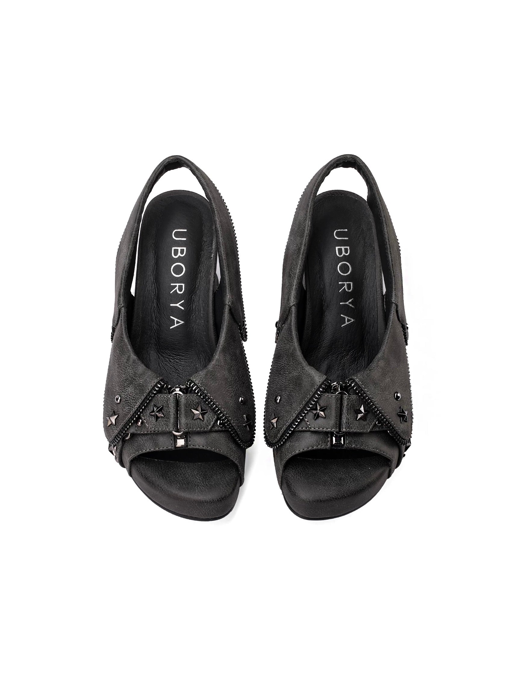 UBORYA｜Dreamcore Punk Denim Heeled Sandals