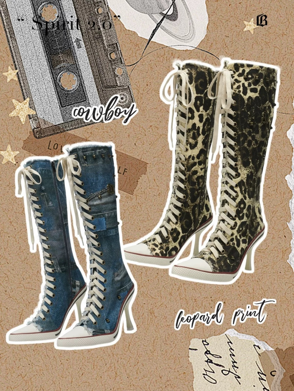 UNICORN BLOOD｜Gal Punk Studded Knee-High Boots