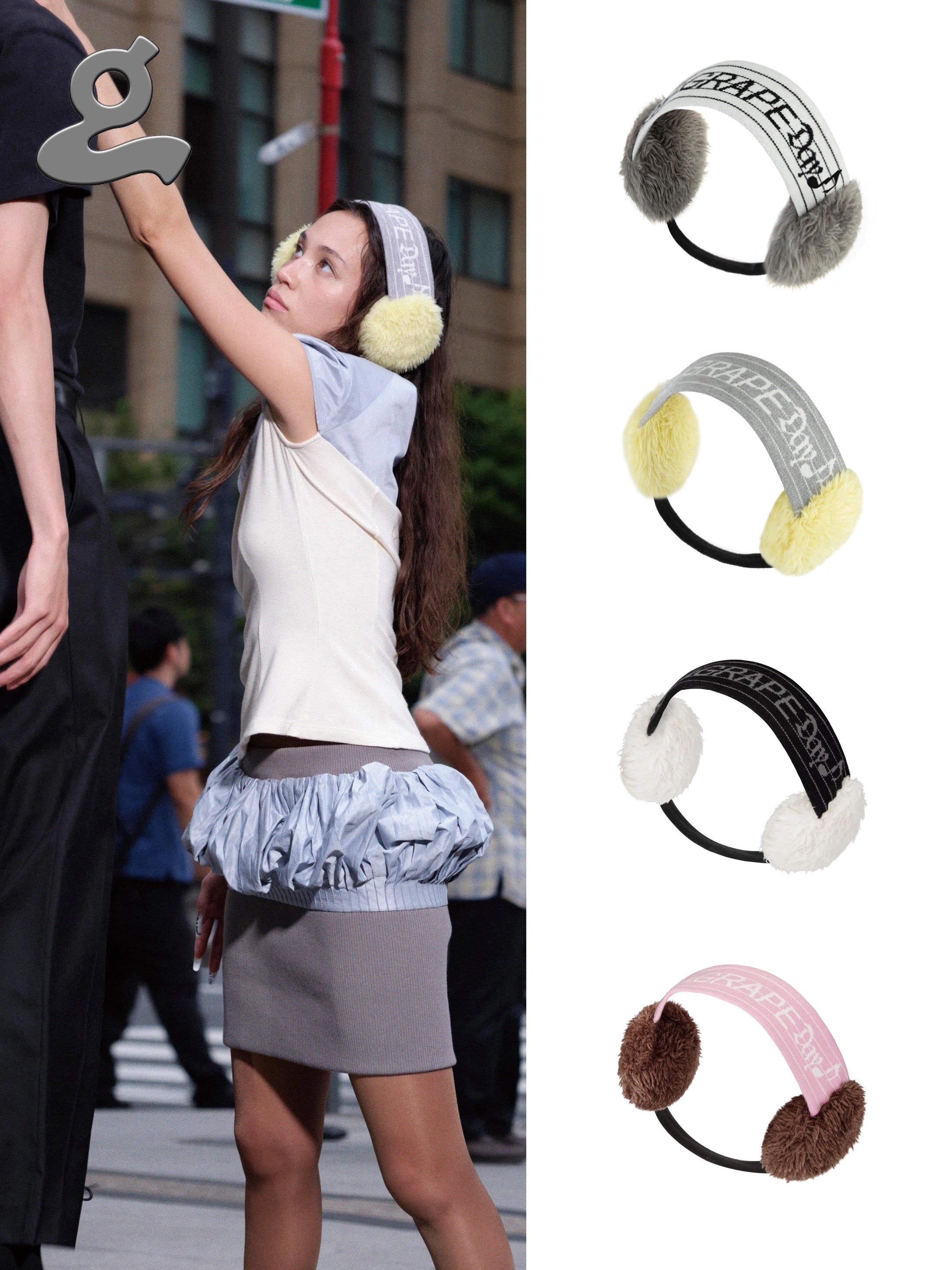 Grape｜25aw Music Knit Letter Earmuffs