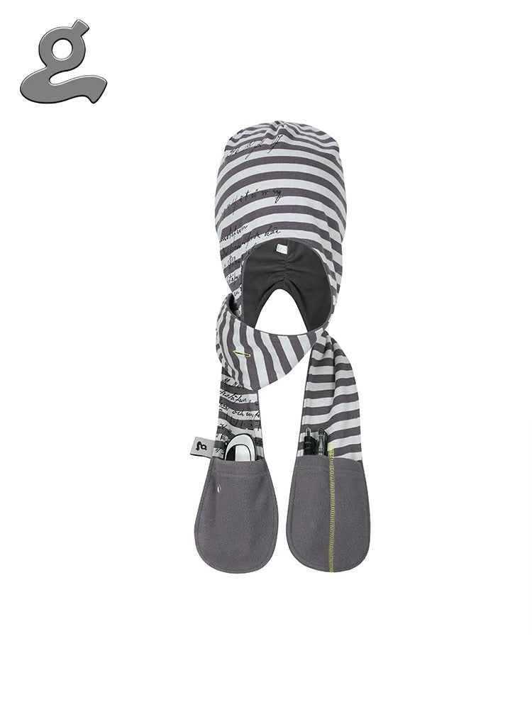 Grape｜25aw Grey Stripe Hooded Scarf Hat