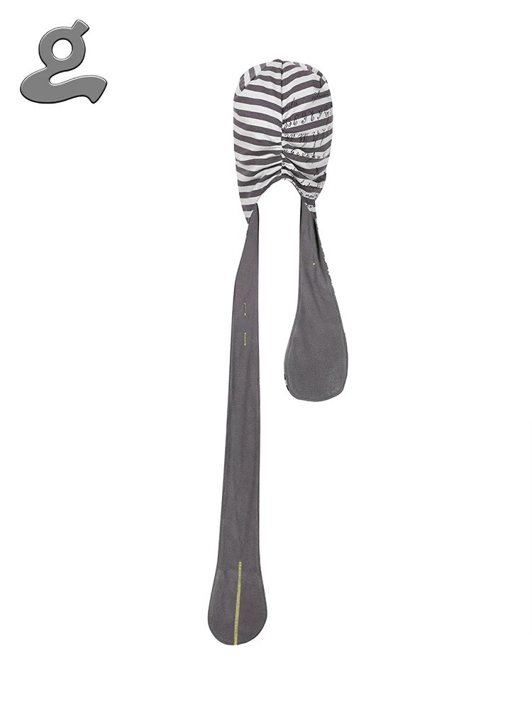 Grape｜25aw Grey Stripe Hooded Scarf Hat
