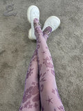 Grape｜SUN-TANNING Stretch Mesh Lace Tights