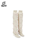 Grape｜25aw Ivory Bow Wedge Boots