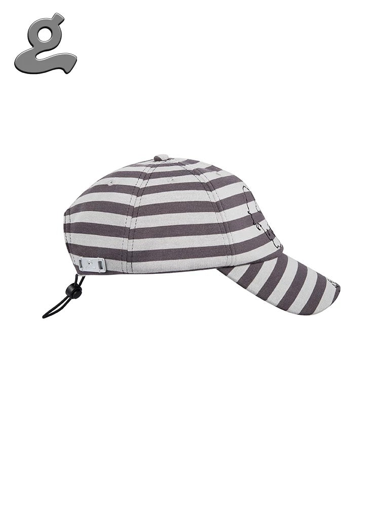 Grape｜Grey Stripe Embroidered Cap